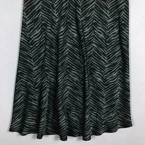 $299 ANINE BING Dolly Silk Skirt Zebra Print Size XS Midi Slit Willow Green Gray - Picture 8 of 16